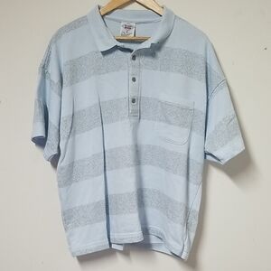 Men's Light Blue Striped Polo Shirt